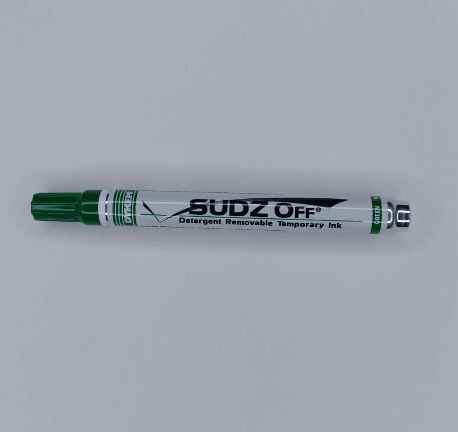 Dykem Sudz Off GREEN Detergent Removable Temporary Ink Marking Pen Marker
