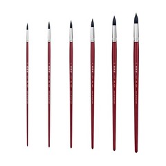 XDT#960 Mop Round Tip Artist Paint Art Brush 6pc Mixed Fiber Acrylic Watercolor