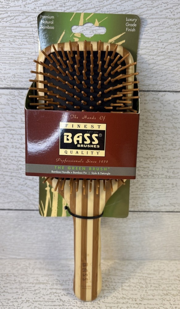 Bass Brushes | The Green Brush | Bamboo Pin + Bamboo Handle Hair Brush | Large