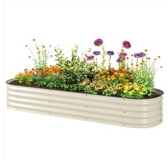 6.4′ x 2′ x 1′ Galvanized Raised Garden Bed Kit, Metal Planter Box with Safety E