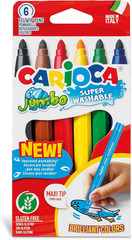 Jumbo Super Washable Markers for Kids – 6 Assorted Colors, 6 Mm Maxi Felt Tip Pe