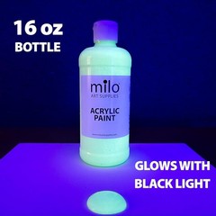 Milo Glow in the Dark Acrylic Paint Clear Luminous Phosphorescent Green 16 oz