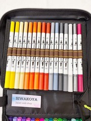 Ohuhu Art Marker Pen 100 colors Brush Tip & Extra Fine Tip Water-based Fine Case