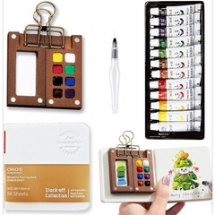 Pocket Artist Watercolour Mini Wooden Paint Set Travel Gift for Artists Students