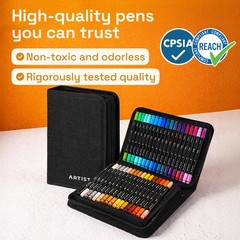 Acrylic Paint Pens Set with Storage Bag – Dual Tip Brush & Fine Markers for Fabr