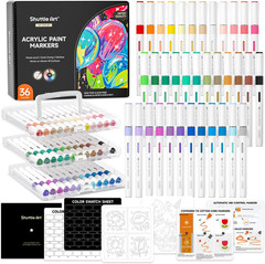 Automatic Ink Control Acrylic Paint Markers, 36 Colors Brush Tip Acrylic Paint P