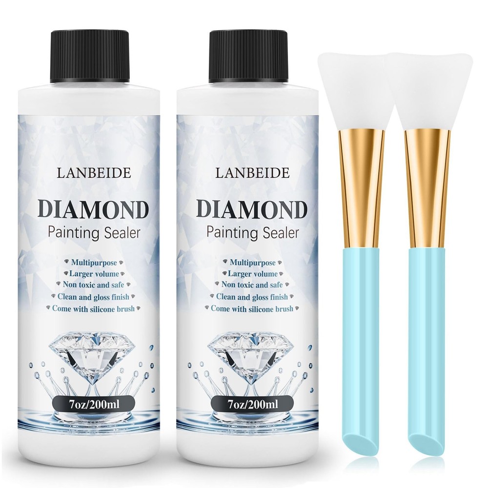 LANBEIDE Updated Diamond Painting Sealer 200ML with Silicone x 2, Clear