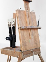Aluminum Alloy Easel Paint Brush Holder Clip Clamp With 2 Cups Art Supplies