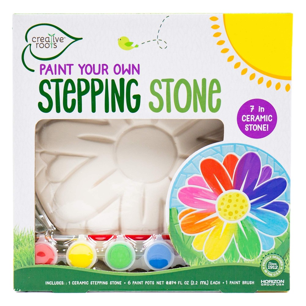 Ready to Paint DIY Flower Garden Stone Art Craft Kit with Acrylic Paints