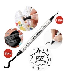 4 Black +4 White Paint Markers, Dual-tip Acrylic Paint 2pack , 16 markers