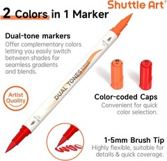 Shuttle Art 48 Colors Dual Tone Acrylic 1 Count (Pack of 24), gold, silver)