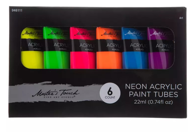 Master’s Touch Neon Acrylic Paint – 6 Piece Set New