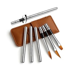3 PCS Travel Watercolor Brushes, Leather Pouch, Round, Dagger, Flat, Fine Point