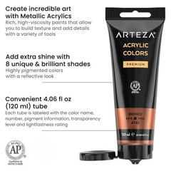 Metallic Acrylic Paint, 8 Metallic Colors in 4.06 ounce Tubes, Artist Paints …
