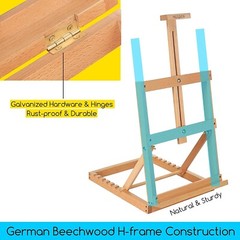 MEEDEN Heavy-Duty Tabletop Studio H-Frame Wooden Easel- Solid Beech Wood Adjusta