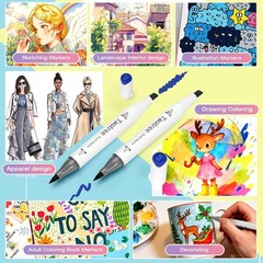 Alcohol Markers Brush Tip, 121 Colors Dual Tip Brush Markers Set, Art Supplie…