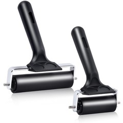 Wlivxch 2Pcs Hard Rubber Brayer Rollers (4 Inch and 2.2 Inch) for Black