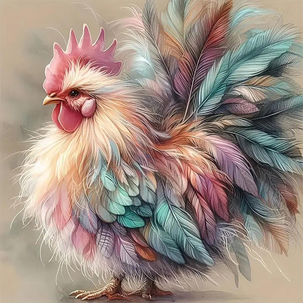 Colorful Rooster Paint by Numbers Kit for Adults Beginner,Cock Oil Painting K…