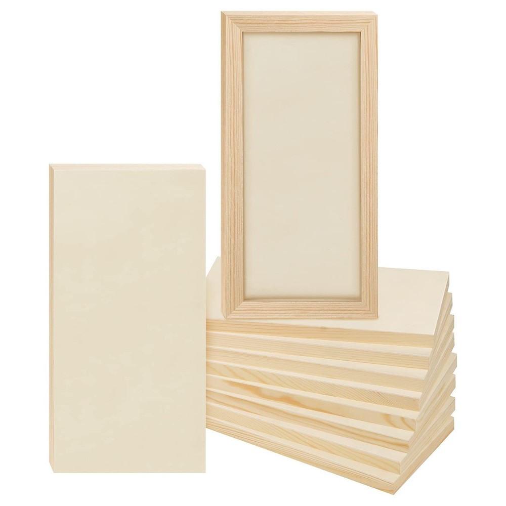 ADXCO 8 Pack Wood Panels 6 x 12 inch Wooden Canvas Board Unfinished Wooden Pa…
