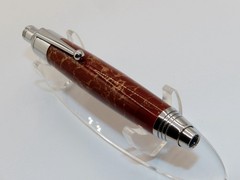 Chrome finish 5.6mm Sketch Pencil. Hand made with Red TruStone. #159