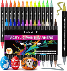 TANMIT 56 Colors Acrylic Paint Markers, 26 Pack Dual-Color Acrylic Paint Pens Ma