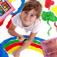 145 Piece Deluxe Art Set, Wooden Box & Drawing Kit with Crayons, multi-color
