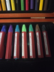 FABER-CASTELL COLORED PENCIL SET WITH MARKERS & OIL PASTELS IN WOOD BOX NO PAPER