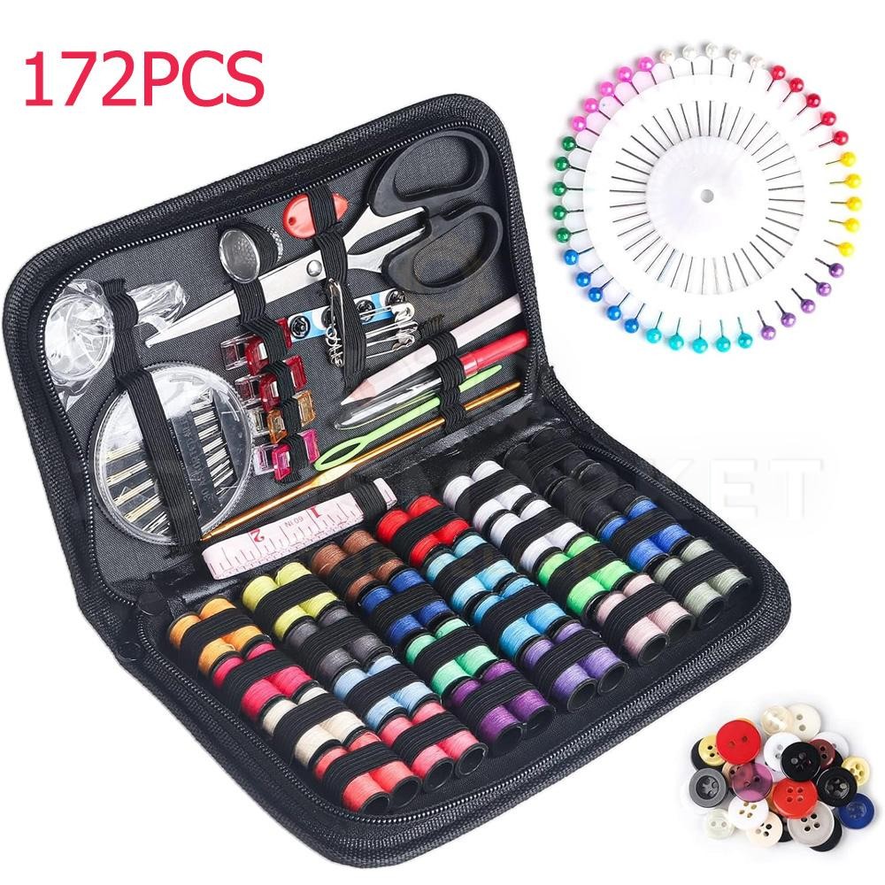 172PC Home Travel Sewing Kit Thread Threader Needle Tape Measure Scissor Thimble