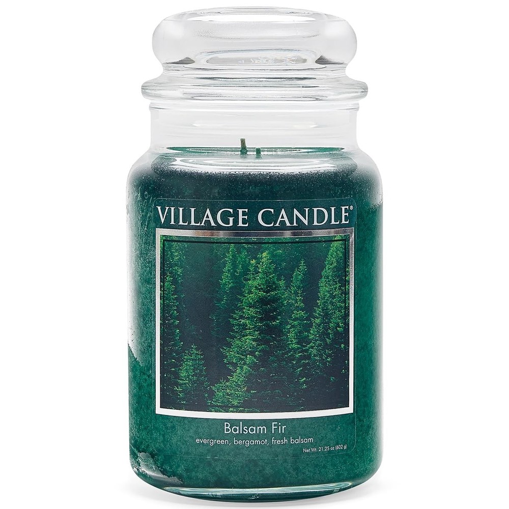 Village Candle Balsam Fir Large Apothecary Jar, Scented 21.25 oz, Green