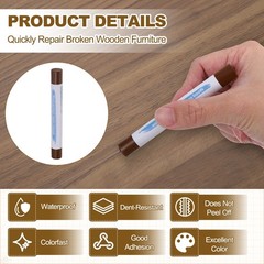 4Pcs Wood Furniture Repair Marker, Touch Up Crayon with Scraper, Red Pear Wood
