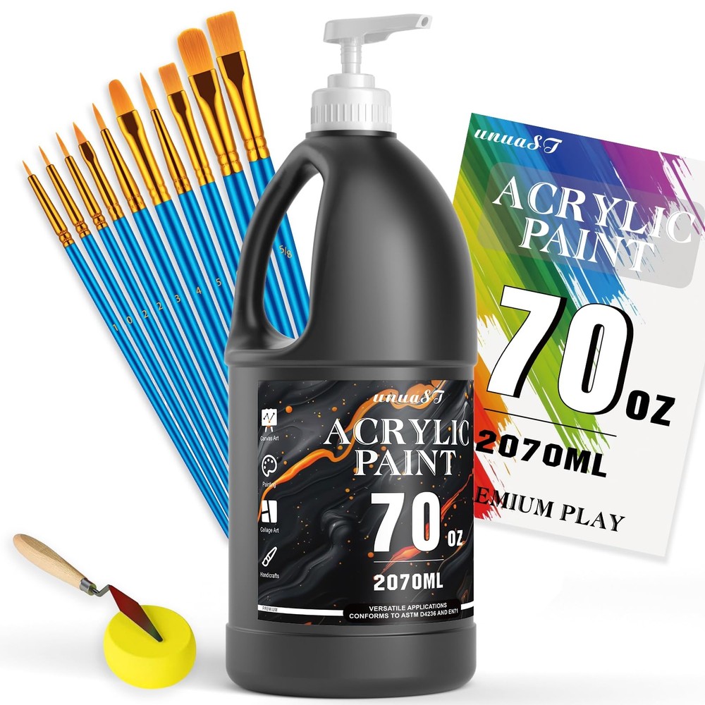 Black Acrylic Paint 70oz Acrylic Paint Black For Multi Surface Rich Art 2070ml