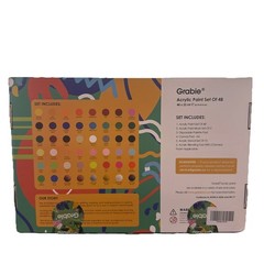 Grabie 48 Colors Paint Premium with 5 Brushes, 10 Stencil Set , Canvas Pad