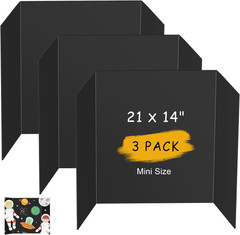 3 Pack Black Tri Fold Presentation Board 21×14 Poster Display Science Fair