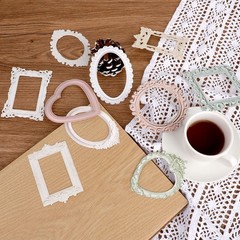 40Pcs Scrapbook,Lace Frames Scrapbook Paper Scrapbooking 14 x 20 cm, colorful