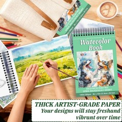 6 Pack 9×12 Inch Watercolor Paper Pad 180 Sheets 140lb 300gsm Spiral Pad