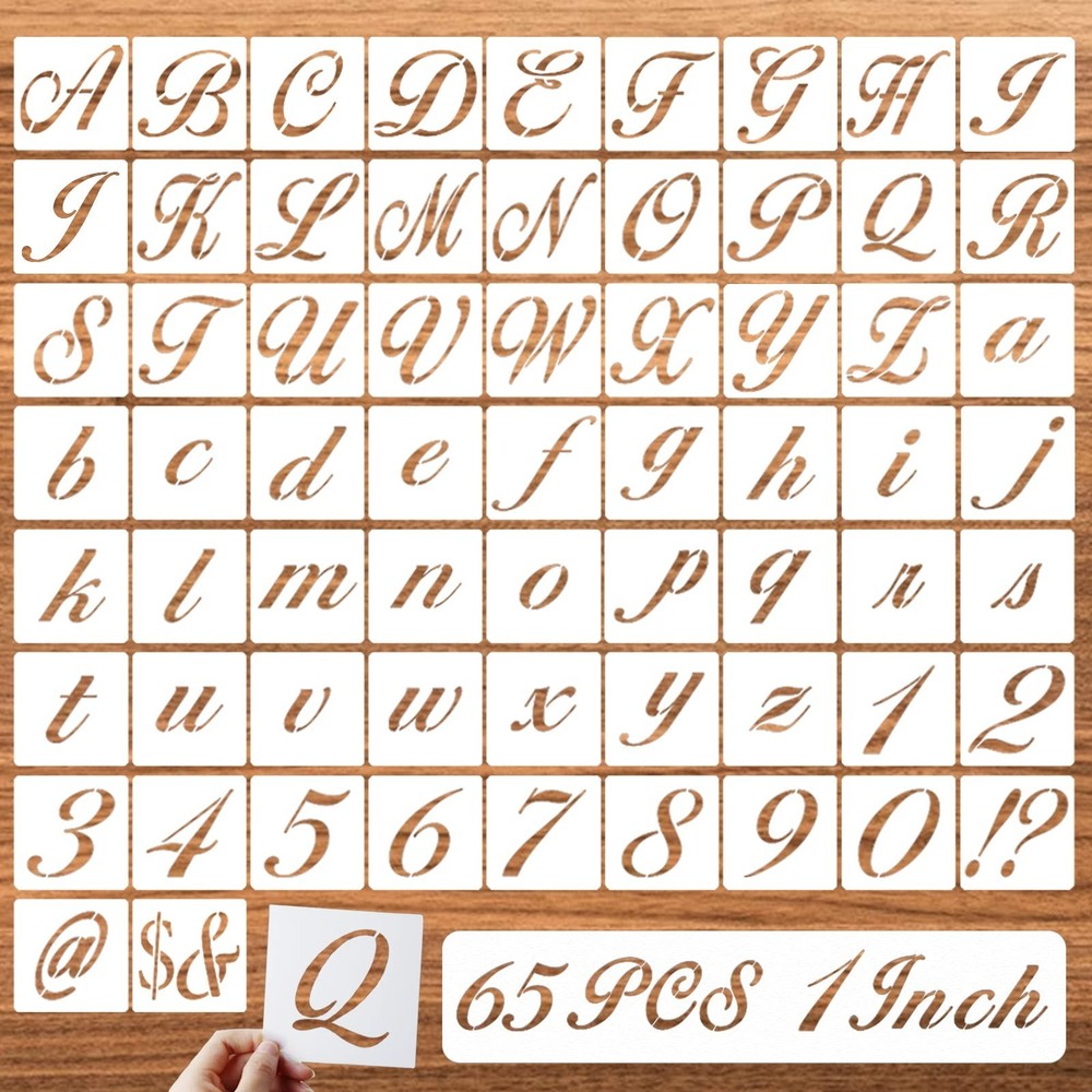 1 Inch Letter Symbol Stencils for Painting on Wood, 65 Pcs Alphabet Drawing T…