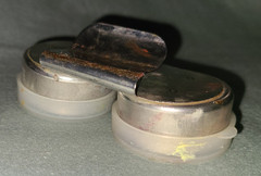 Vtg Richeson 899 palette knife & metal double palette cup w lids, Italy