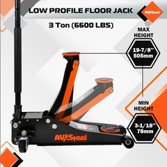 Low Profile Floor Jack 3 Ton (6600 lbs), Heavy Duty Hydraulic Jack for Car, Heav