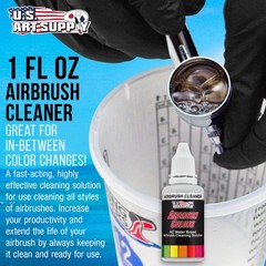 U.S. Art Supply Airbrush Cleaner, 1 Ounce, Fast Acting Paint Cleaning Solution