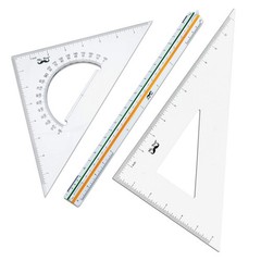 Mr. Pen Architectural Triangular Ruler Set with 12 Inch Clear