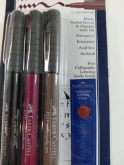 Faber-Castell 3 PITT Calligraphy Pens Set 2.5mm Chisel Black Brown Magenta India