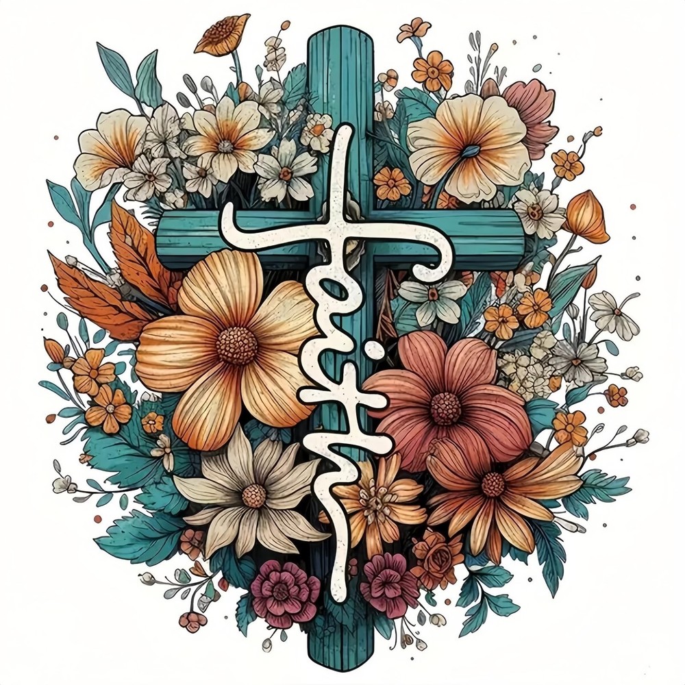 5D Faith in the Cross Diamond Painting Kits for Adults Beginner, DIY Round Full.