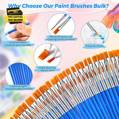 162 Pcs Paint Brushes Bulk, round Flat Tip Acrylic Paint Brushes Set for Kids Cl