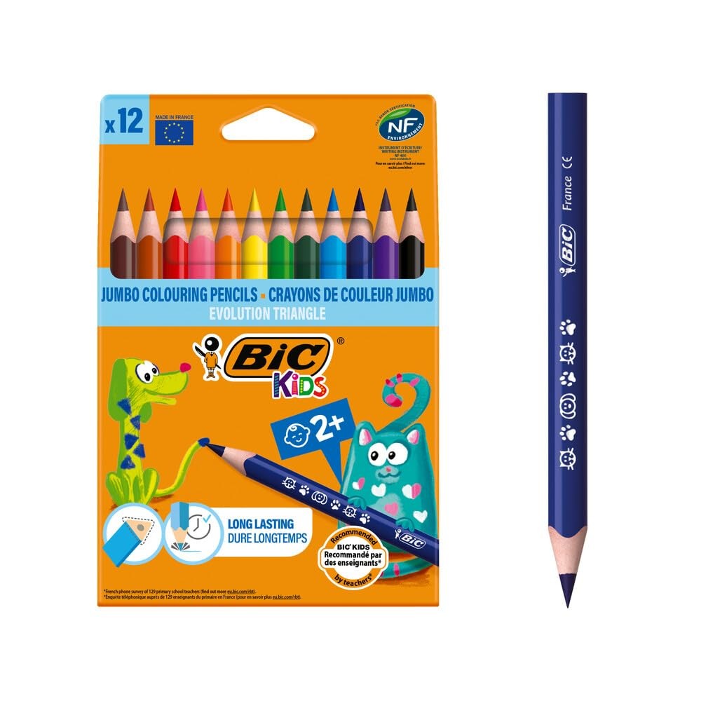 BIC Kids Evolution Triangle Coloured Pencils, Ideal for Small Kids 2 Years an…