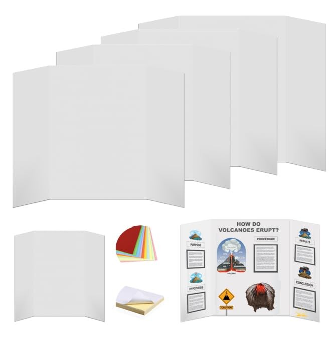 4 Pcs Tri-fold Poster Boards 48 x 36 inches, Premium Corrugated Presentation …