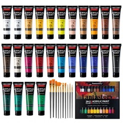 Vibrant 24 Color Acrylic Paint Set Professional High Pigment Artist Art Supplies
