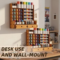 T TOGUSH Miniature Paint Rack, 6-Tier Wall Mount Paints Organizer with 2 Draw…