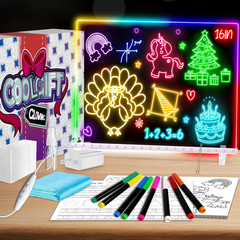 LED Drawing Board 16 Inch w/ Tracing Pages 7 Colors Kids Art 39 Pcs Set Kit Gift
