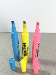 Vintage Avery Dennison Hi-Liter Fluorescent Marker Set Of 3 Blue Pink Yellow