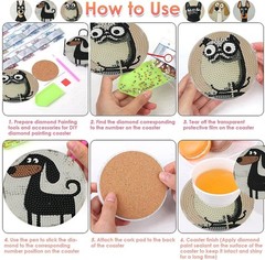 ijbnhd 6 Pcs Dog Diamond Painting Coasters Kits, Animals 4X4X0.1, Dog-2